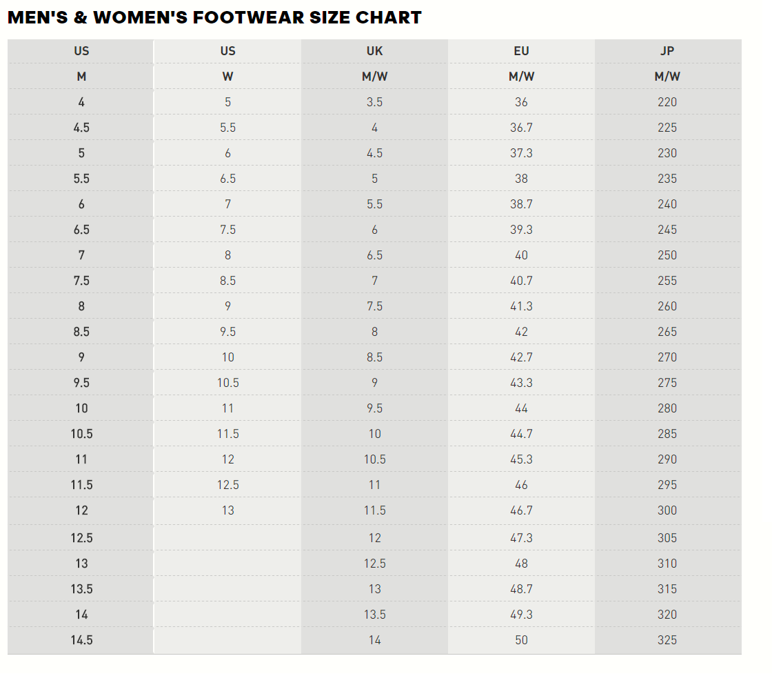 adidas jacket size chart