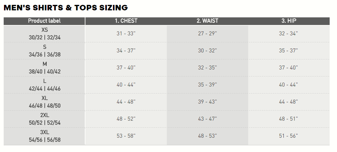 adidas size chart men